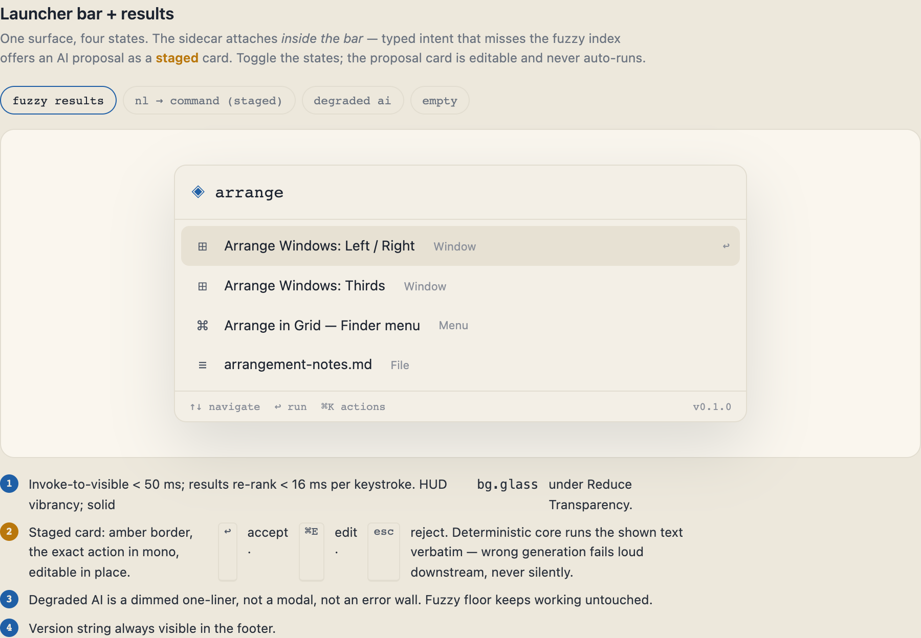 Launcher & results