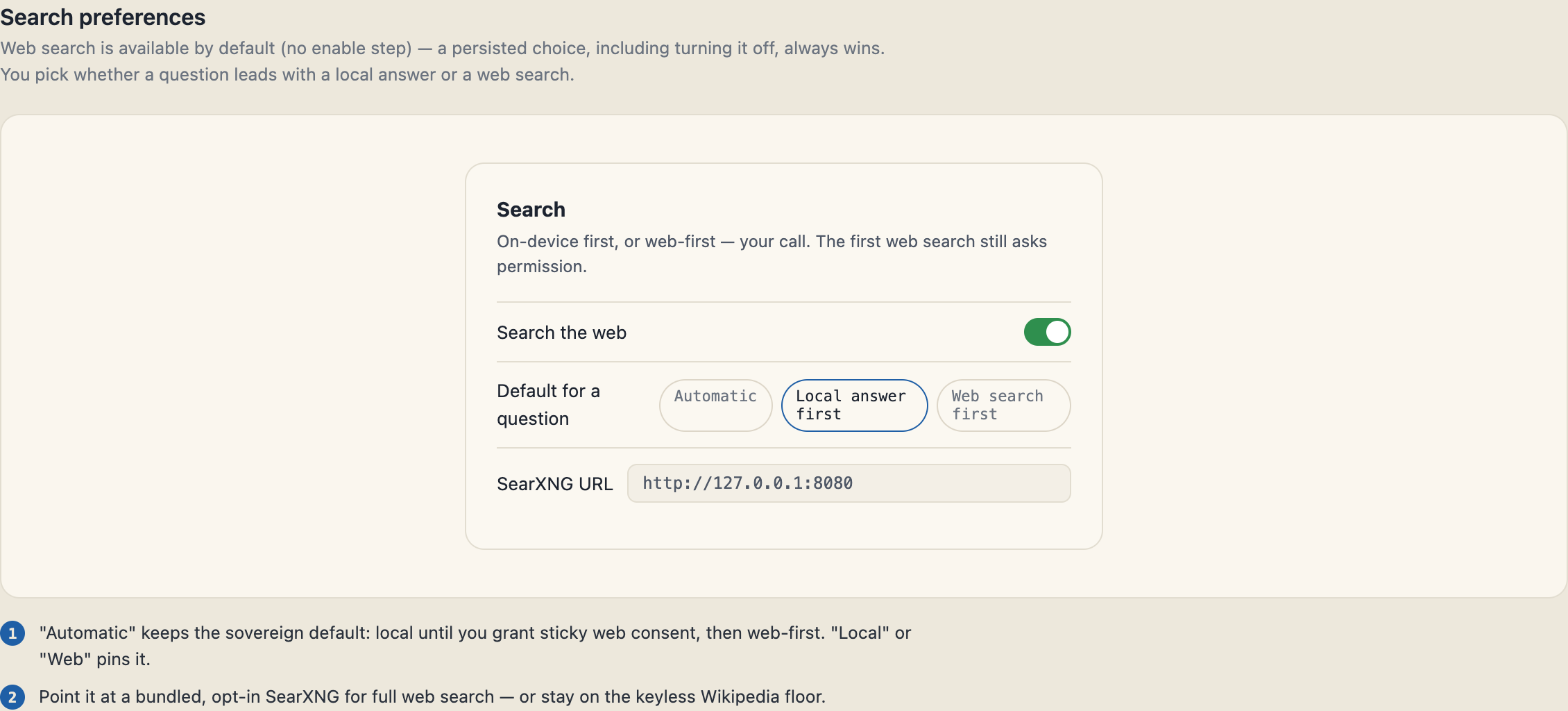 Search preferences